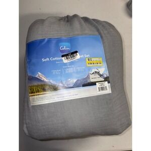 Calm Soft Cotton Gauze Queen Sheet Set Stone Grey SS000456D-GRY 4 Piece